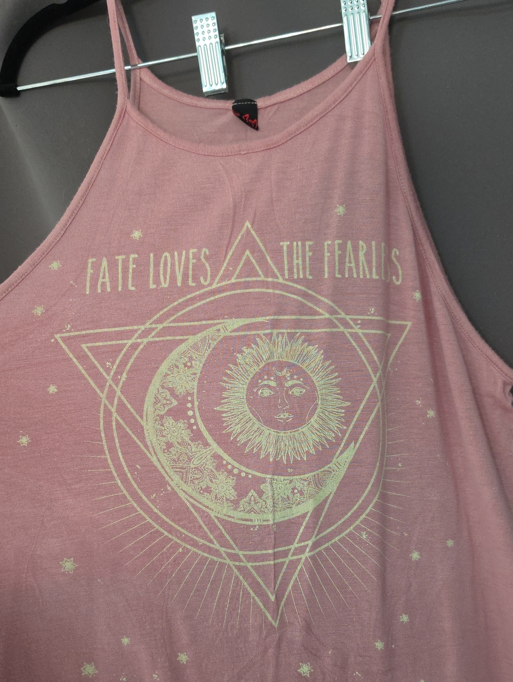 Fate Loves The Fearless Pink Graphic Tank Top